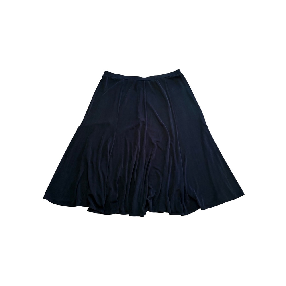 Chicos Travelers Black Midi Skirt A-Line Slinky Knit Size 3 XL Elastic Waist